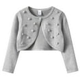 thumbnail image 1 of Gubotare Girls Long Sleeve Shrug Cardigan Girls Long Sleeve Cardigan Childrens Kids Bolero Shrug Size 4T 5T (Grey,4-5 Years), 1 of 5
