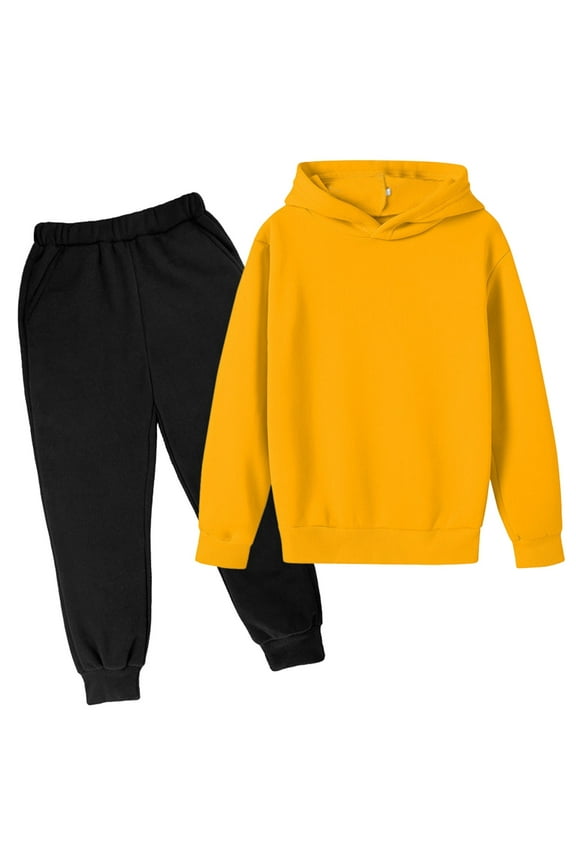 Girls Outfits Sweatpants and Shirt Girls' Clothing Set Print Crop Top Hoodies Sweatpants 2 Piece Outfits Kids Sweatsuit Tracksuit Jogger Se Size 9T 10T (Yellow,9-10 Years)