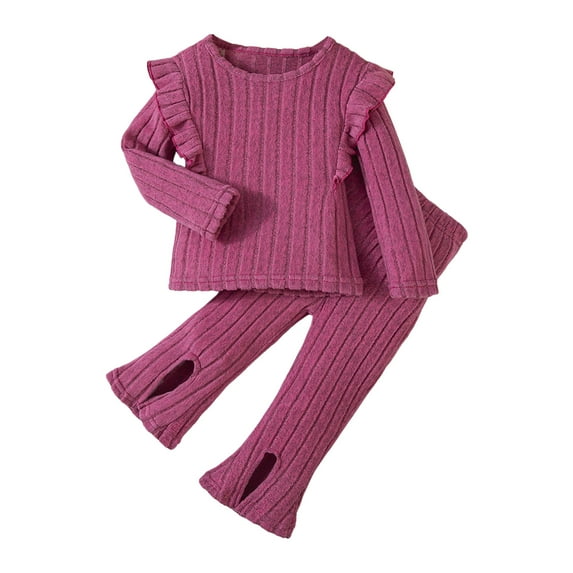 Gubotare Girls Outfits Sweatshirt and Leggings Outfit Set Infant to Big Kid Size 18 24 Months (Hot Pink,18-24 Months)