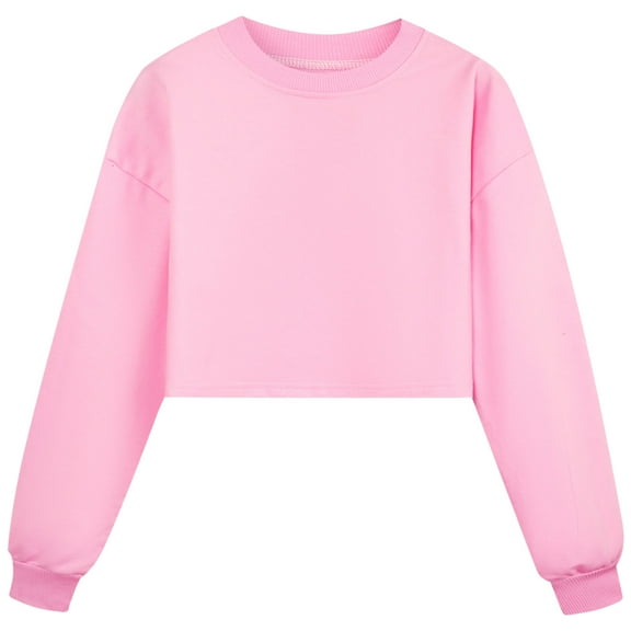 Gubotare Girls Oversized Sweatshirt Girls Tops Long Sleeve Cute Shirring Fashion Pullover Sweatshirts Size 6-7 (Pink,6-7 Years)