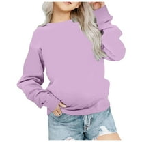 Gubotare Girls Oversized Sweatshirt Toddler Girl's Crewneck Pullover Sweatshirt Kid Girl Autumn Outfits Pullover Preppy Sweatshirt Size 6T 7T (Purple,6-7 Years)