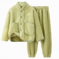 thumbnail image 1 of Gubotare Girls' Pajama Sets Girls Pajama Sets Snug Fit Long Sleeve Shirring Sleepwear, Soft Breathable Kids PJs Size 9-10 (Green,9-10 Years), 1 of 5