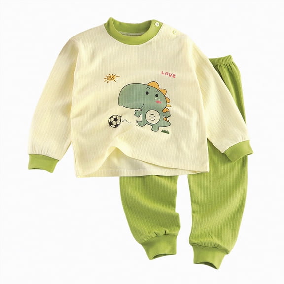 Gubotare Girls Pajamas Fall Winter 2-Piece Pajamas Sleepwear Pjs Cotton for Baby, Toddler, Kids 4T 5T (Green,4-5 Years)