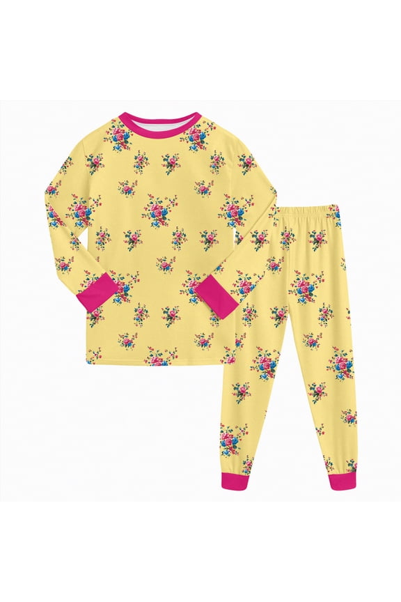 Girls Pajamas Sets Cute Little & Little Girls Pajamas - Comfy Long Sleeves 2 PC PJS Size 7-8 (Yellow,7-8 Years)