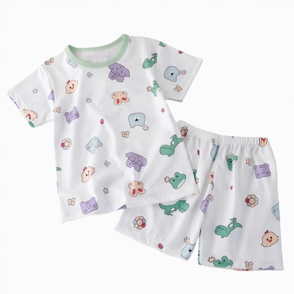 Gubotare Girls Pajamas Sets Kids Satin Pajamas Sets Baby Boy Girl Button-Down Silk Sleepwear 2 Piece Short Sleeve Loungewear Clothes Set 2T 3T (Green,2-3 Years)