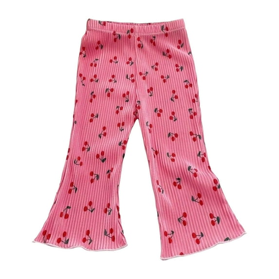 Gubotare Girls Pants Flare Girls Wide Leg Linen Pants - Summer Lightweight Pants Beach Vacation Leisure (Pink,Size 4-5 Years)