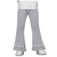 thumbnail image 1 of Gubotare Girls Pants Girls Wide Leg Pants High Elastic Smocked Waist Casual Flowy Cute Long Trousers (Grey,Size 5-6 Years), 1 of 7