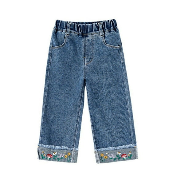 Gubotare Girls Pants Kids Trouser Girls Toddler Baby Girl Jeans Fashion Cute Sweet Flared Pants Trousers Jeans Pants,Blue,2-3 Years