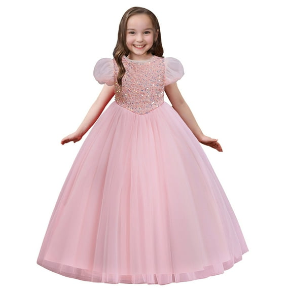 Gubotare Girls Party Dress Girls Dress Basic Short Sleeve A Line Swing Skater Twirl School Party Dress (Pink,Size 7-8 Years)
