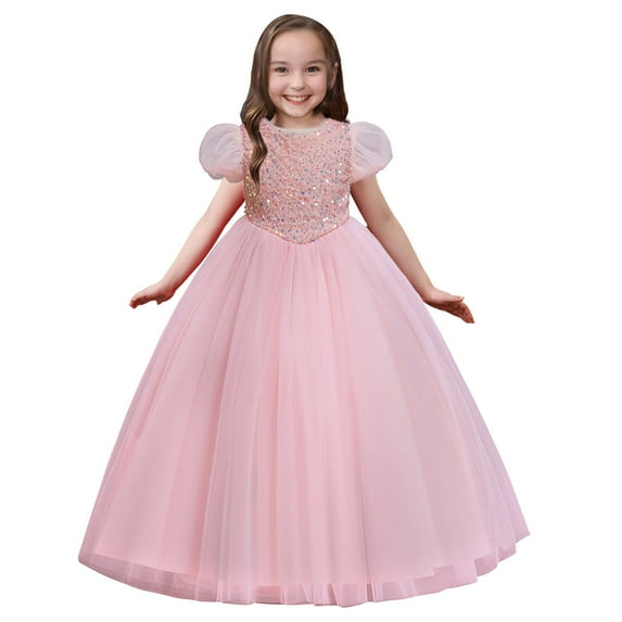 Gubotare Girls Party Dress Girls Dress Basic Short Sleeve A Line Swing Skater Twirl School Party Dress (Pink,Size 7-8 Years)