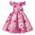 thumbnail image 1 of Gubotare Girls Party Dress Girls Dresses Summer Ruffle Sleeve Round Neck Twirl Birthday Party Dress with Pockets (Hot Pink,Size 5-6 Years), 1 of 9