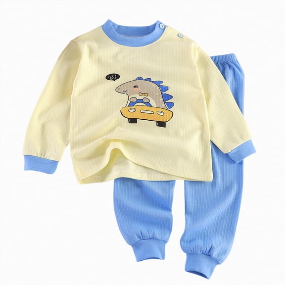 Gubotare Girls Pjs Long Sleeve Baby Girls Unisex Baby Thermal Long Underwear 2pc Set 3 6 Months (Sky Blue,3-6 Months)