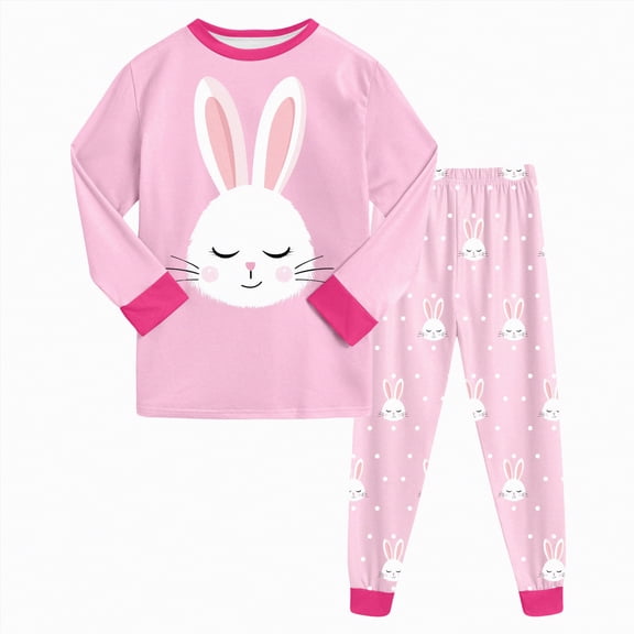 Gubotare Girls Pjs Toddler Baby Boys Girls Pajamas Set Round Neck Long Sleeve Snug Fit Sleepwear Pjs 3T 4T (Light Pink,3-4 Years)