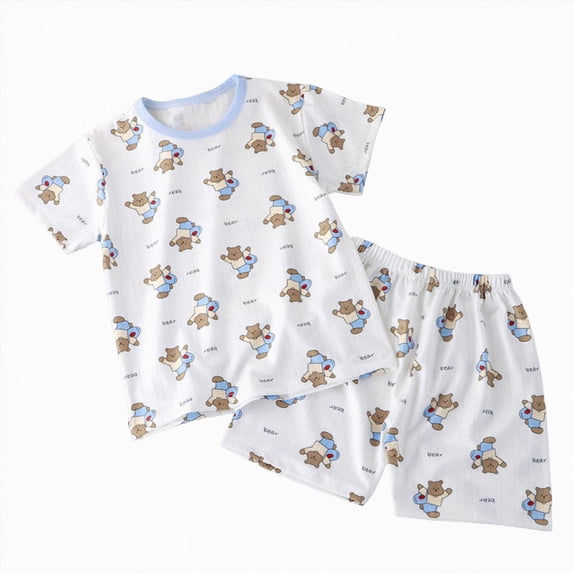 Gubotare Girls Pjs Toddler Baby Girl Pajamas Loose Short Sleeve Set Sleepwear Homewear 6 12 Months (Blue,6-12 Months)