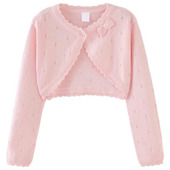 Gubotare Girls Pretty Cardigans Sweater Girls Cardigan Button Front Cable Knitted School Uniform Sweater 5T 6T (Pink,5-6 Years)