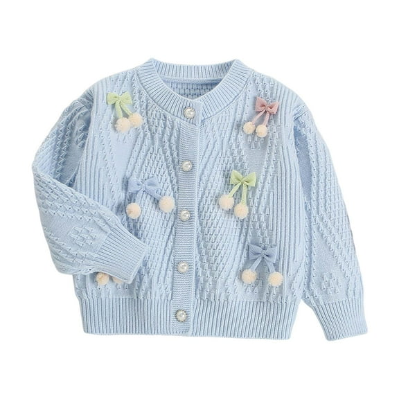 Gubotare Girls Pretty Cardigans Sweater Infant Baby Girl Boy Cardigan Long Sleeve Button Knit Sweater Knitwear Toddler Fall Winter Clothes 3T 4T (Blue,3-4 Years)