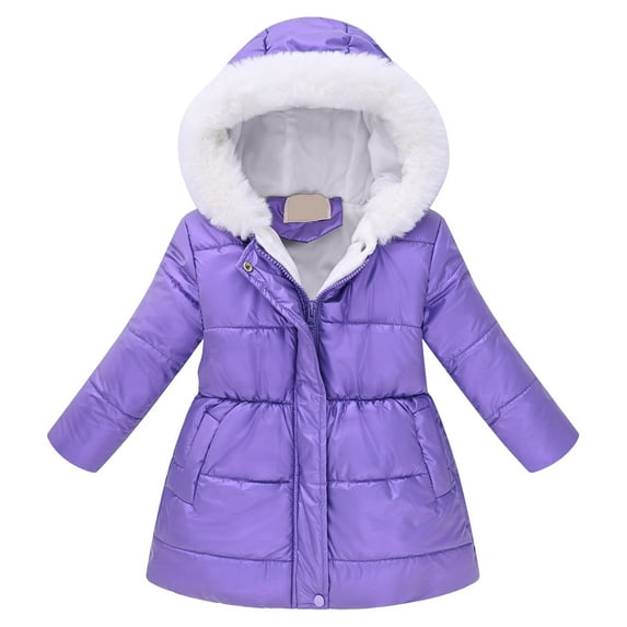 Gubotare Girls Puffer Jacket Hooded Down Coat Girl's Quilted Puffer Jacket Boy's Winter Jackets Size 9-10 (Purple,9-10 Years)