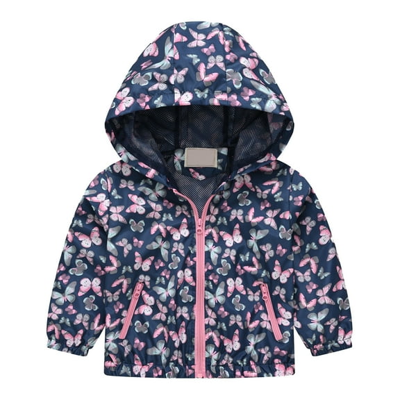 Gubotare Girls Rain Jacket with Hood Rain Jacket for Tween Girls Waterproof Hooded Raincoats Full Zip Lightweight Windbreaker Striped Lined Hoodie Windproof Coat Size 6-7 (Blue,6-7 Years)