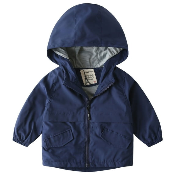 Gubotare Girls Rain Jackets Toddler Boys Girls Floral Print Zip Jacket Hooded Trench Lightweight Kids Rain Coats Windbreaker Casual Outerwear Size 3T 4T (Navy,3-4 Years)