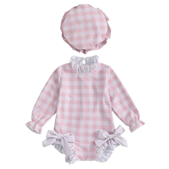 Gubotare Girls Rash Guard Swimsuit Girls Long Sleeve Rash Guard Swimsuit Size 0-3 Months (Red,0-3 Months)