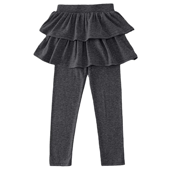 Gubotare Girls Ruffle Leggings Girls School Uniform Pants Leggings with Skirts Stretch Warm Legging Size 7-8 (GY1,7-8 Years)