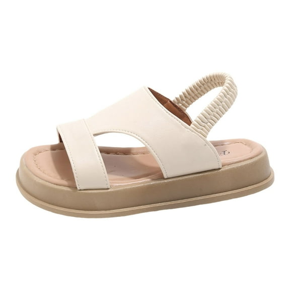 Gubotare Girls Sandals Big Girls Baby Girls Boys Sandals Summer Flowers Shoes Rubber Sole Toddler First Walkers Princess Dress Outdoor Shoes Size 8.5 (Beige,Toddler 8.5)
