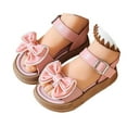 thumbnail image 1 of Gubotare Girls Sandals Big Girls Girl's Sandals Dressy Bow Ankle Strap Sandal Open Toe Slides Flats Summer Cute Vacation Sandals Sizes 12 (Pink,Little Kids 12), 1 of 9