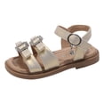 thumbnail image 1 of Gubotare Girls Sandals Big Girls Girls Leather Soft Open Toe Princess Flat Shoes Summer Sandals(Toddler/Little Kid) Size 9 (Gold,Toddler 9), 1 of 7