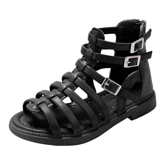Gubotare Girls Sandals Cute Open Toe Breathable Summer Shoes with Rubber Sole (Black,11.5)