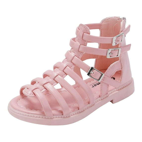 Gubotare Girls Sandals Cute Open Toe Breathable Summer Shoes with Rubber Sole (Red,2.5)