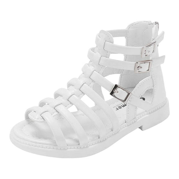 Gubotare Girls Sandals Cute Open Toe Breathable Summer Shoes with Rubber Sole (White,12.5)