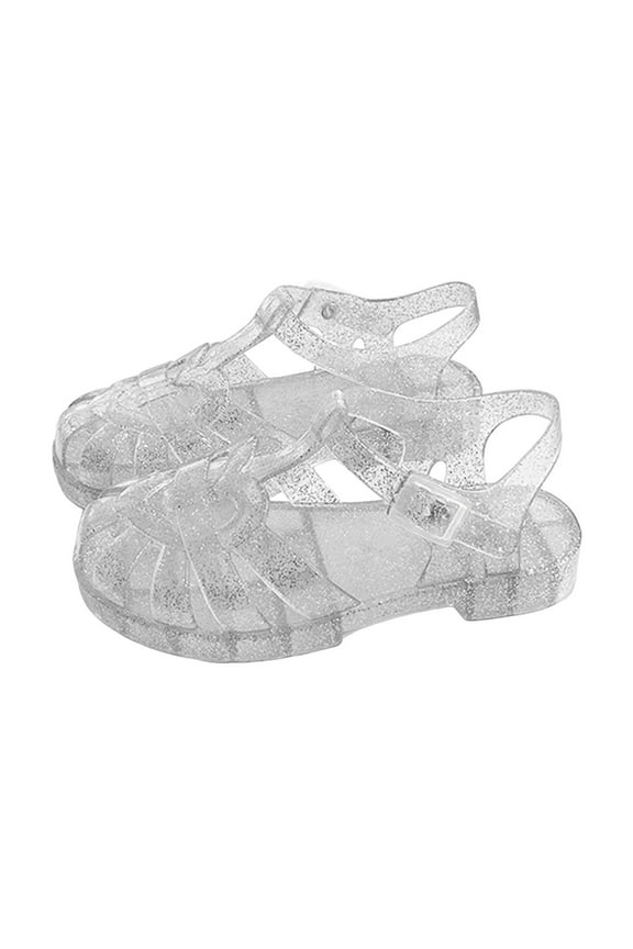Girls' Sandals Girls Princess Mary Jane Flats for Dress Up, Dance Party, Cosplay - Jelly Shoes (White,Size 12)