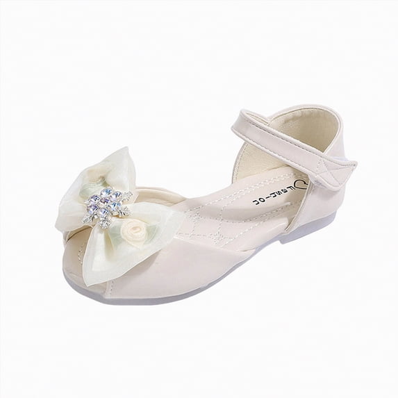 Gubotare Girls Sandals Infant Baby Girls Boys Sandals Summer Bowknot Crib Shoes Toddler Leather Flower Soft Rubber Sole Dress Flats Shoes Size 11.5 (Beige,Little Kids 11.5)