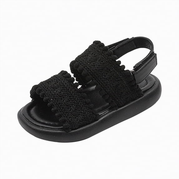 Gubotare Girls Sandals Little Girls Girls' Sandals Strappy Casual Sandals Open Toe Summer Sandals for Toddler Girls Size 11.5 (Black,Little Kids 11.5)