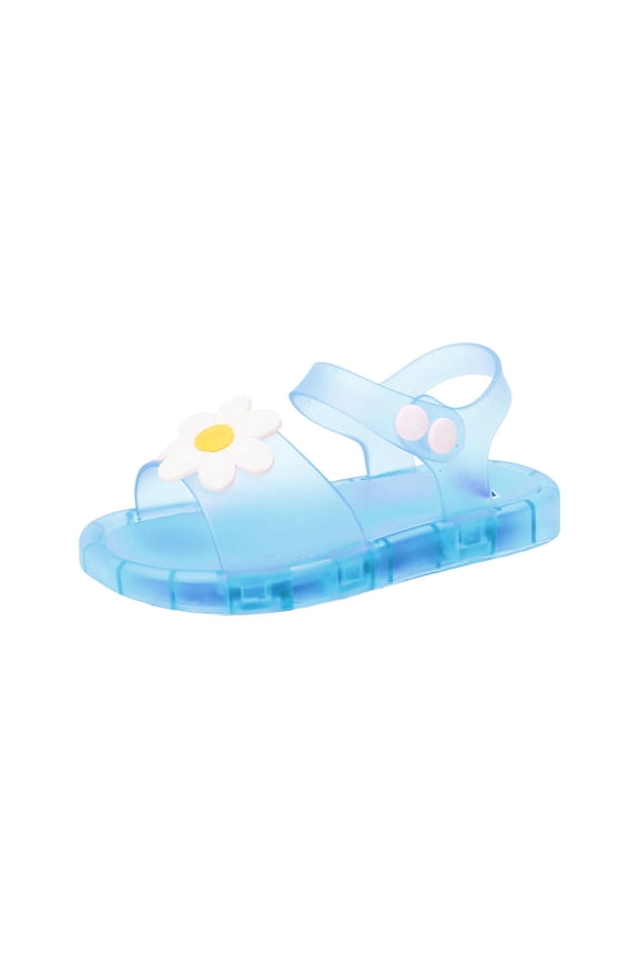 Girls' Sandals Princess Jelly Heels Birthday Party Sandals for Little Girls (Blue,Size 7)