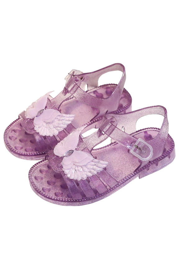 Girls' Sandals Toddler Girls' Princess Shoes Jelly Sandals for Dancing Shows Mary Janes (Purple,Size 13)