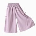 thumbnail image 1 of Gubotare Girls School Pants Kids Striped Summer Casual Pants Boys & Girls Elastic Waist, Comfortable Loose-Fit Play Pants Size 11-12 (Light Purple,11-12 Years), 1 of 4