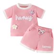 thumbnail image 1 of Gubotare Girls Short Outfits Kid Toddler Girl Clothes Summer Short Sleeve Shirt + Shorts Summer Outfits Set 18 24 Months (Pink,18-24 Months), 1 of 9