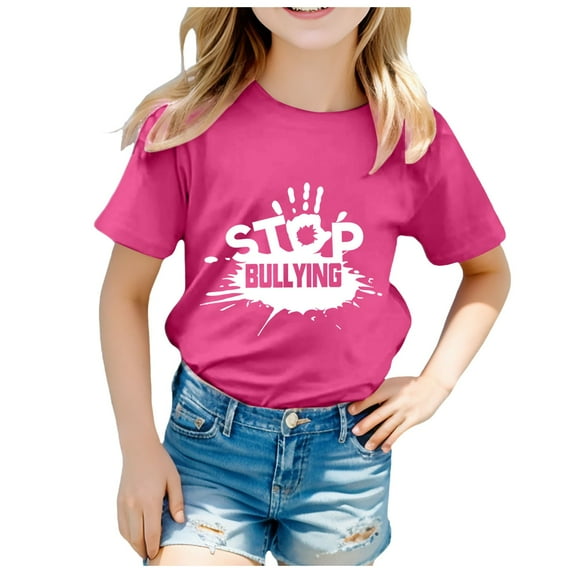 Gubotare Girls Short Sleeve Tops Girls' T Shirts Short Sleeve Fashion Blouse Summer Tee Tops (G,Size 6-7 Years)