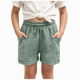 thumbnail image 1 of Gubotare Girls Shorts Ruffled High Waisted Casual Beach Shorts Wide Leg Loose Drawstring Summer Clothes Size 15-16 (Green,15-16 Years), 1 of 4