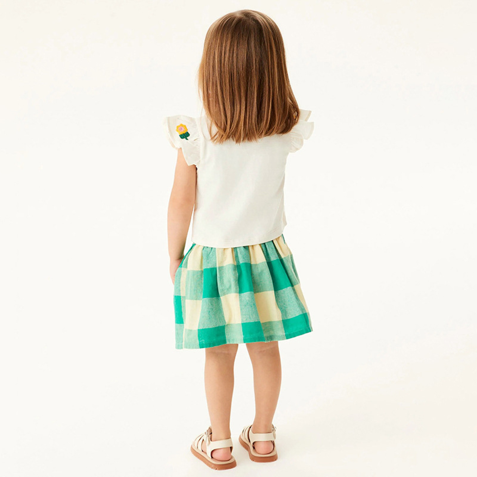 Ice Green Girls Co-ord Set – Soft Cotton Tie-Up Top & Skirt Summer Outfit