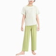 thumbnail image 1 of Gubotare Girls' Sleepwear Set Girls Short Sleeve Button Front Pajama Top and Shorts Set, 2-Piece Size 15-16 (Green,15-16 Years), 1 of 6