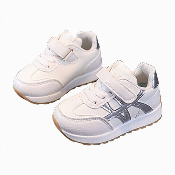 Gubotare Girls Sneakers Little Kid Toddler Sneakers for Girls Slip On Walking Shoes Size 11.5 (Silver,Little Kids 11.5)