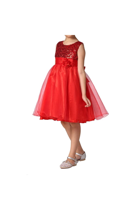 Girls' Special Occasion Dresses Dresses for Girls Vintage Dress 50s 1950 Outfit Kids Girl Polka Dot Flower Checkered Party Dresses Size 7-8 (Red,7-8 Years)