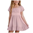 thumbnail image 1 of Gubotare Girls Summer Dresses Boho Little Girls Dress Short Sleeve Toddler Summer Sundress (Light Pink,Size 6-7 Years), 1 of 5