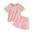 thumbnail image 1 of Gubotare Girls Summer Outfits Sets Kids Baby Girl Love Print T-shirt Tops Shorts 2PCS Outfits Toddler Summer Girls Clothing Set (Red,Size 18-24 Months), 1 of 6