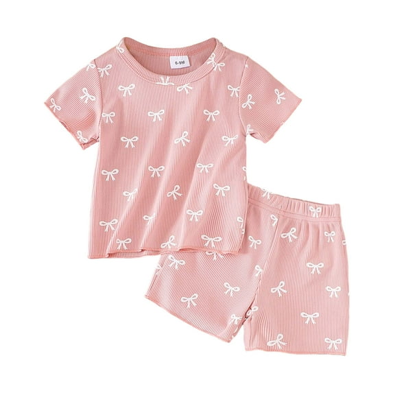 Gubotare Girls Summer Outfits Sets Kids Baby Girl Love Print T-shirt Tops Shorts 2PCS Outfits Toddler Summer Girls Clothing Set (Red,Size 18-24 Months)