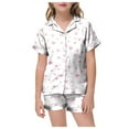 thumbnail image 1 of Gubotare Girls Summer Pjs Girls'Pajama Set - 2 Piece Short Sleeve Button Down Sleep Shirt and Pajama Shorts,White 10-11 Years, 1 of 5