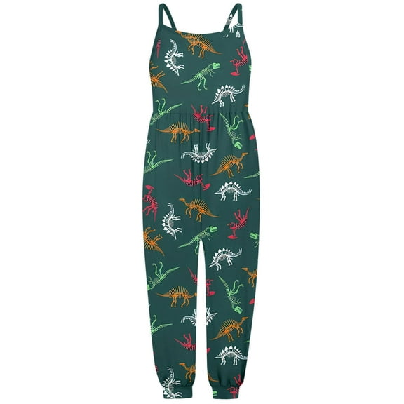 Gubotare Girls Summer Romper Dressy Girls Sleeveless Romper for Toddlers and Big Kids Size 4-5T (Green,4-5 Years)