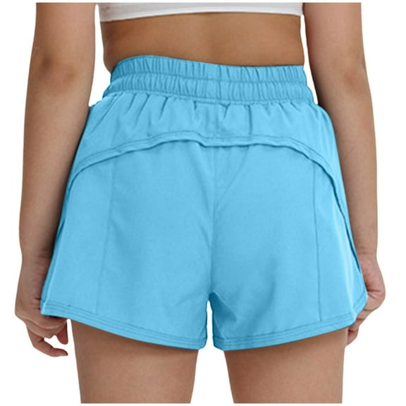 Gubotare Girls Summer Shorts Girls Everyday Shorts Elastic Straight Leg Party High Waist Shorts Size 8-10 (Sky Blue,8-10 Years)
